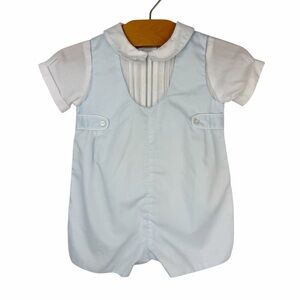 Petit Ami Light Blue One Piece Shortall Jon Jon Romper Size 3 Months